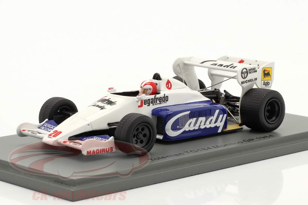 Johnny Cecotto Toleman TG184 #20 Mónaco GP fórmula 1 1984 1:43 Spark