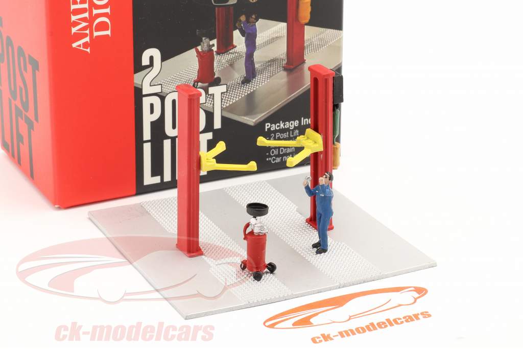 два поста поднимать масло осушать красный 1:64 American Diorama