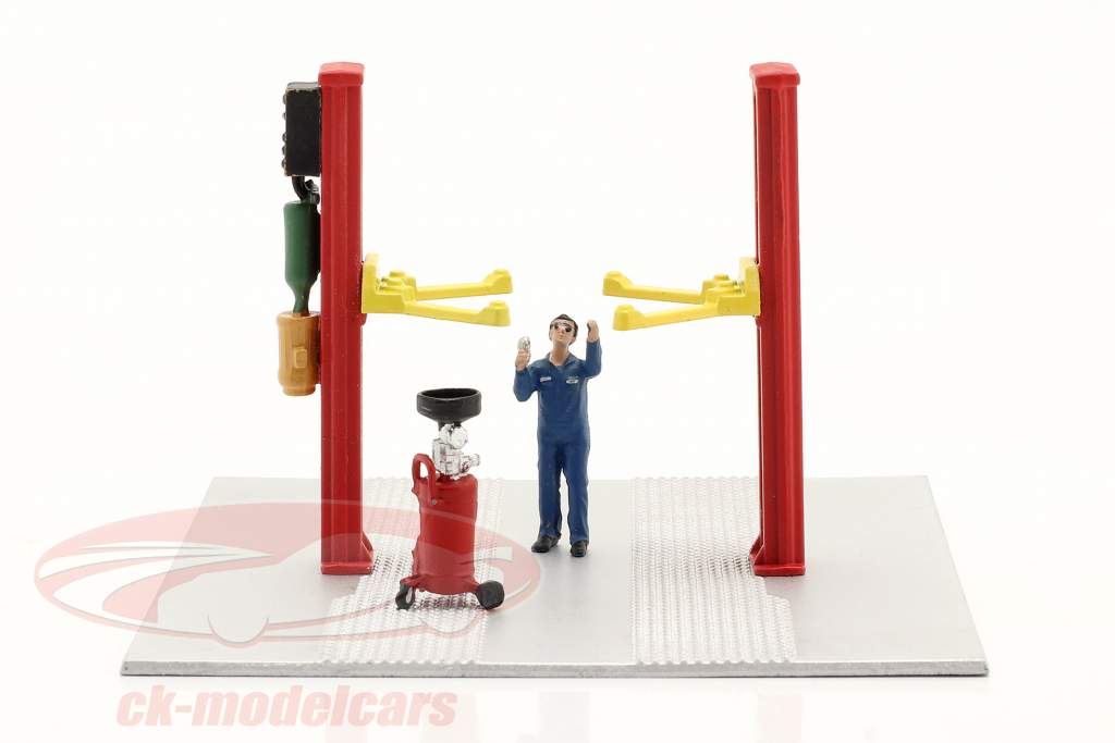 due post sollevamento olio drenare rosso 1:64 American Diorama
