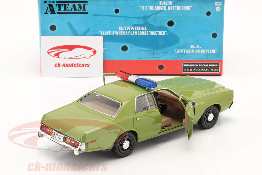 Plymouth Fury 1977 連続テレビ番組 Das A-Team (1983-87) 軍 緑 1:24 Greenlight