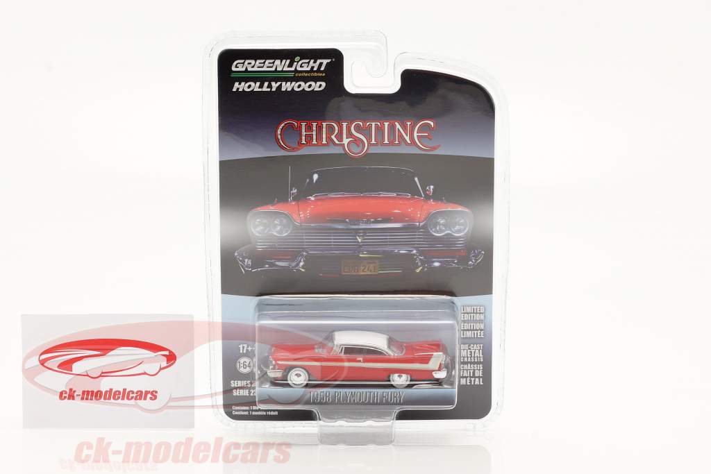 Plymouth Fury 1958 电影 Christine (1983) 红色的 / 白色的 / 银 1:64 Greenlight
