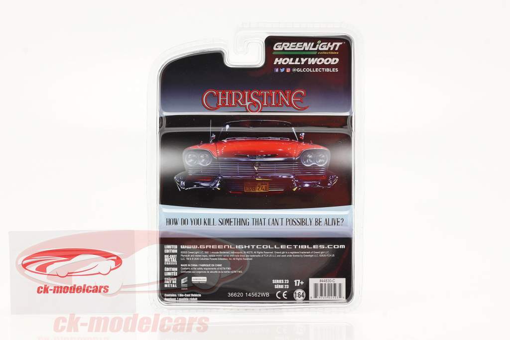 Plymouth Fury 1958 电影 Christine (1983) 红色的 / 白色的 / 银 1:64 Greenlight