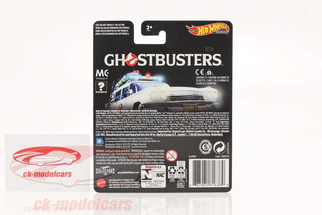 Cadillac Ambulance Ecto-1 1959 Movie Ghostbusters (1984) white 1:64 HotWheels
