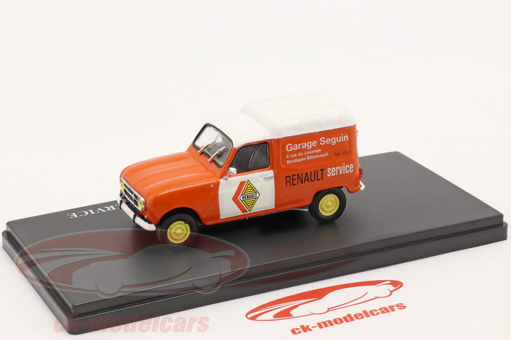 Renault R4 Minivan Renault Service laranja / Branco 1:43 Hachette
