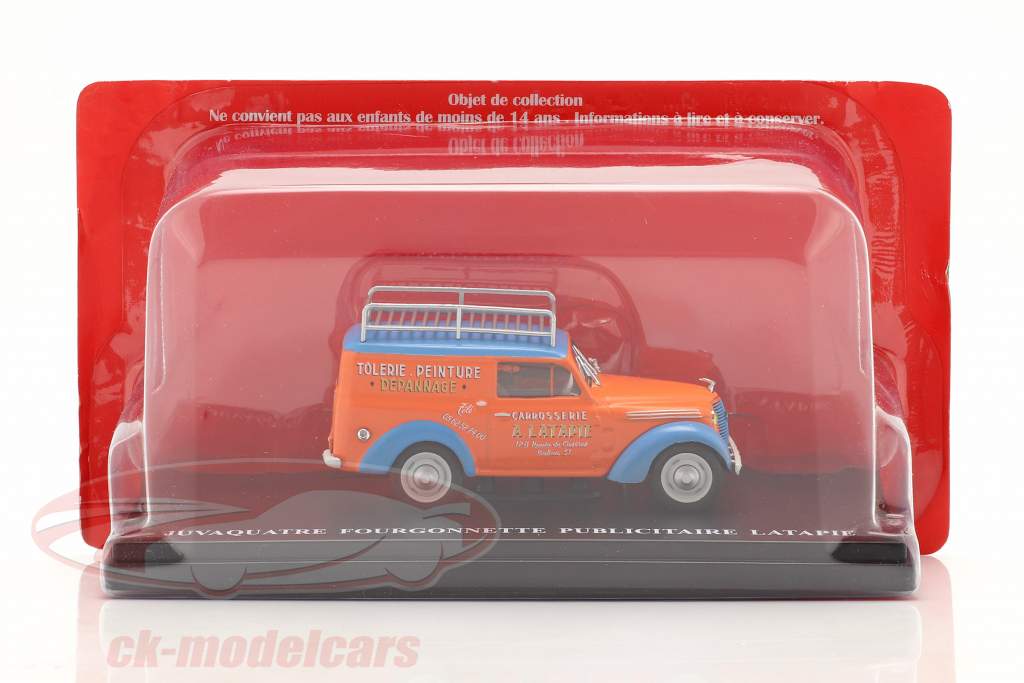 Renault Juvaquatre Advertising Van Latapie orange / blue 1:43 Hachette