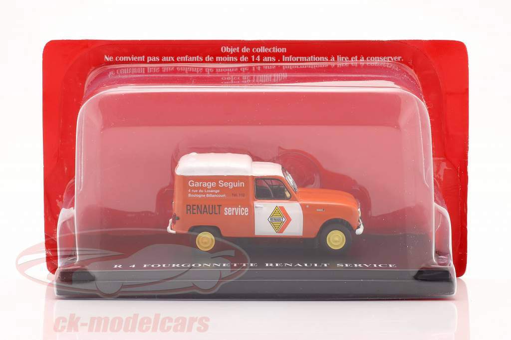 Renault R4 Minivan Renault Service arancia / bianco 1:43 Hachette