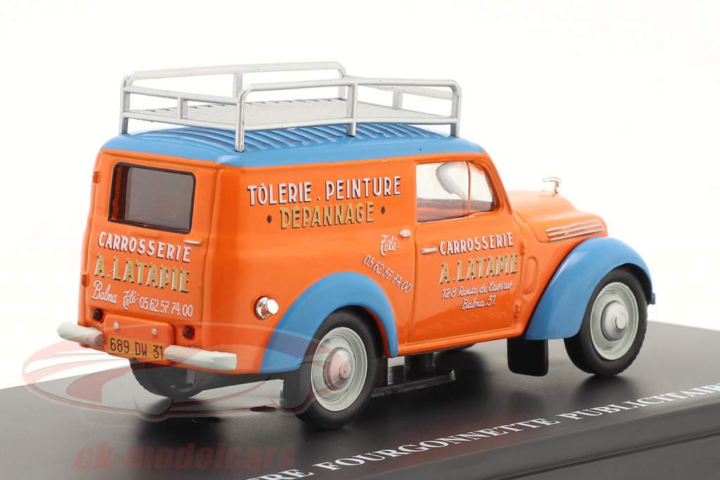 Renault Juvaquatre Advertising Van Latapie orange / blue 1:43 Hachette