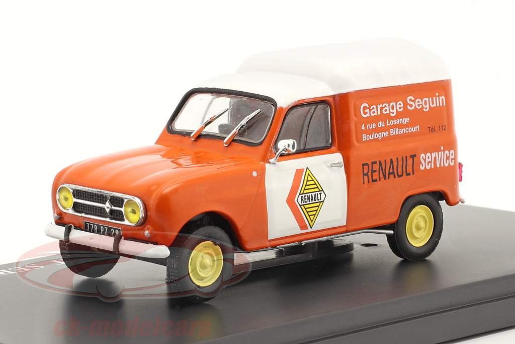Renault R4 Minivan Renault Service laranja / Branco 1:43 Hachette