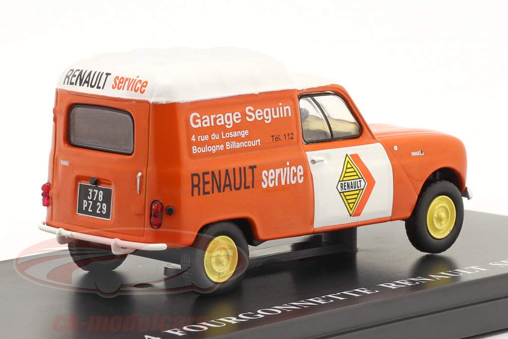 Renault R4 Minivan Renault Service laranja / Branco 1:43 Hachette