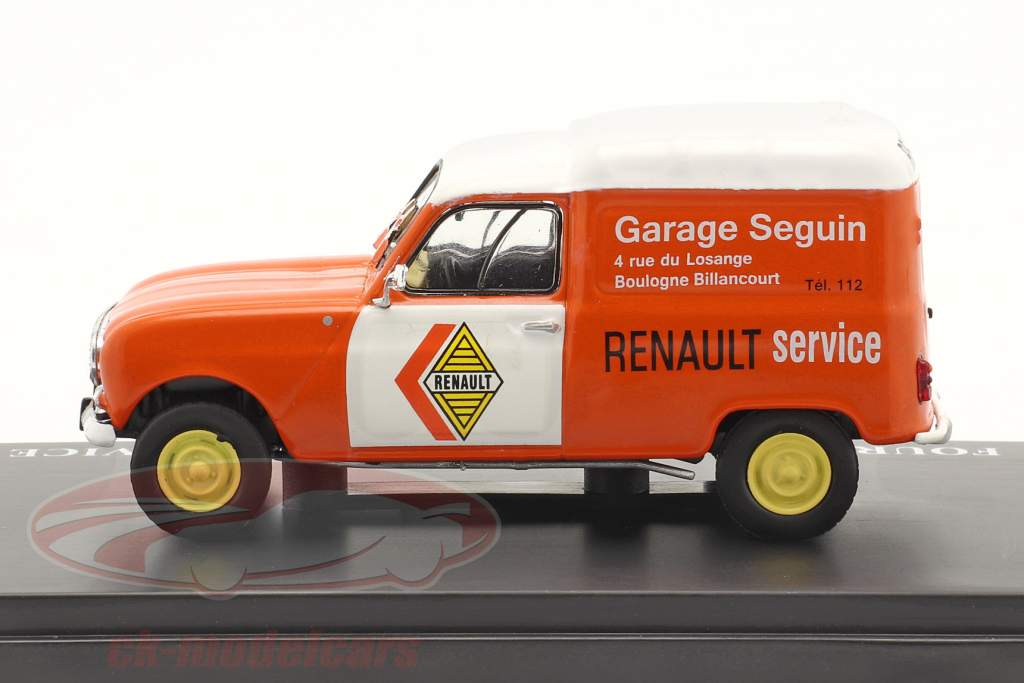 Renault R4 Minivan Renault Service laranja / Branco 1:43 Hachette