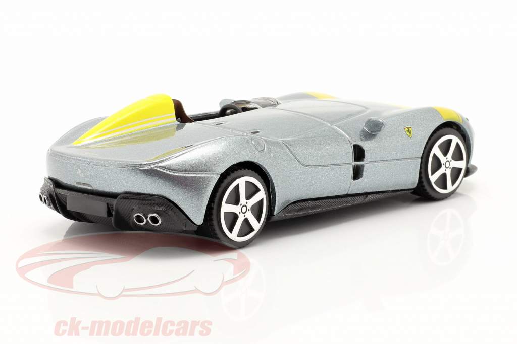 Ferrari Monza SP1 Année de construction 2019 Gris argent métallique / jaune 1:43 Bburago