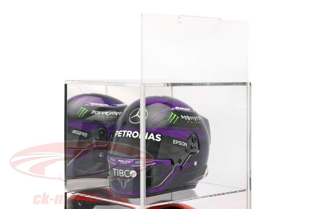 Haute qualité en miroir Stand vitrine avec 4 compartiments pour Casques dans escalader 1:2 SAFE