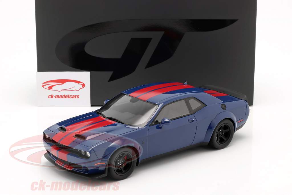 Dodge Challenger SRT Coupe Super Stock 2021 indigo blau / rot 1:18 GT-SPIRIT