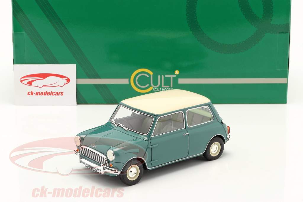 Austin Mini Cooper MKI 建設年 1961-1963 緑 / 白い 1:18 Cult Scale