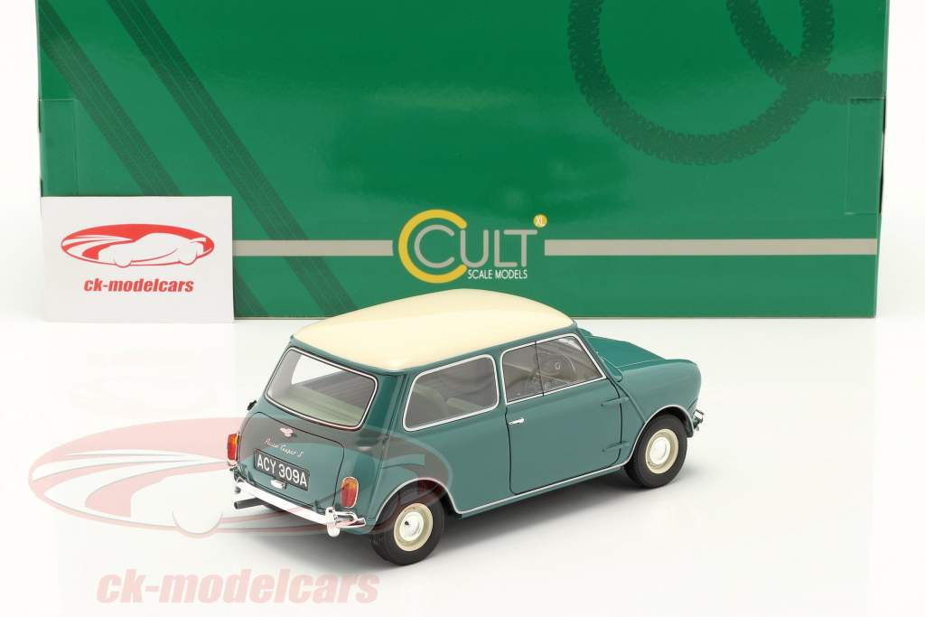 Austin Mini Cooper MKI 建設年 1961-1963 緑 / 白い 1:18 Cult Scale