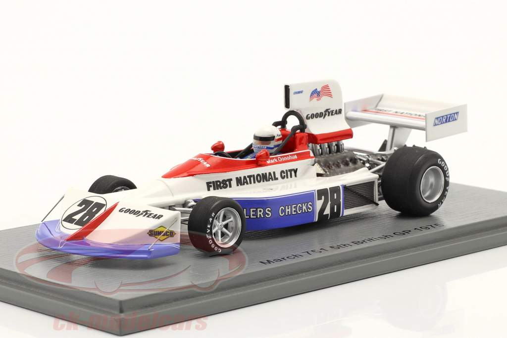Mark Donohue March 751 #28 5e Britanique GP formule 1 1975 1:43 Spark