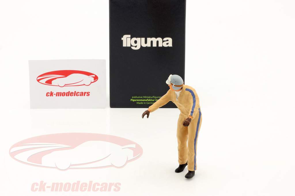 figur Race Driver Hans Herrmann læner sig på 1:18 Figurenmanufaktur