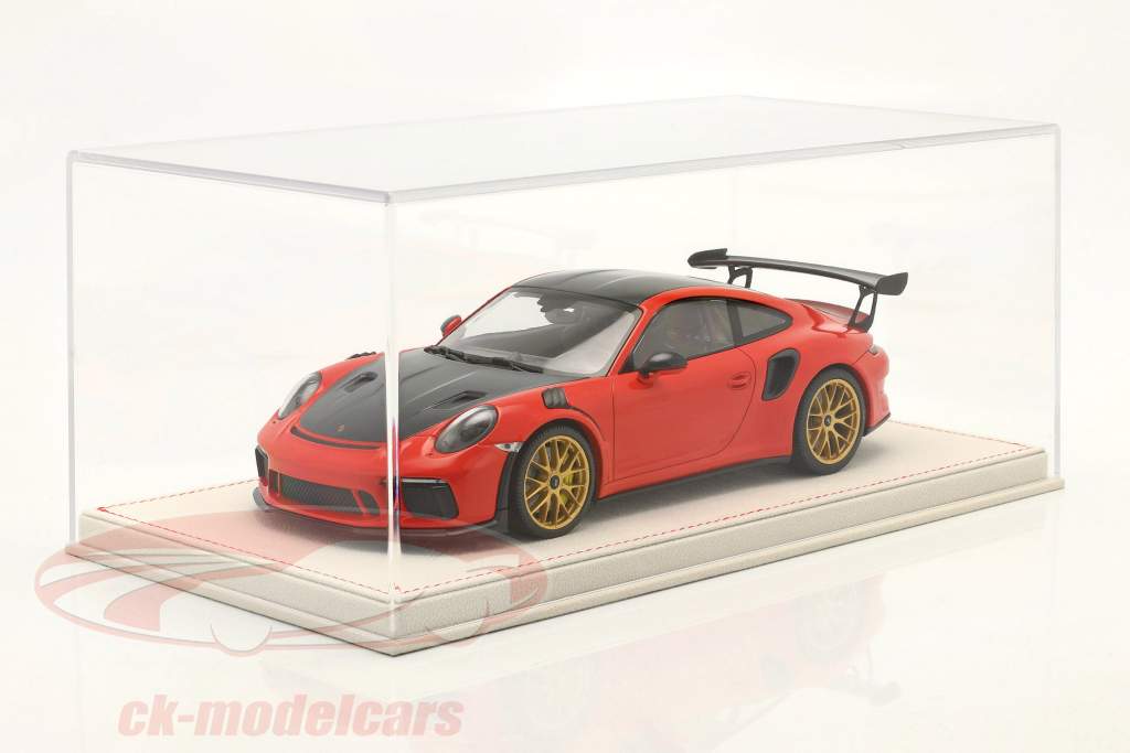 高品質 アクリル ショーケース と アルカンターラ ベースプレート にとって モデルカー の中に 規模 1:18 ベージュ / 赤 BBR