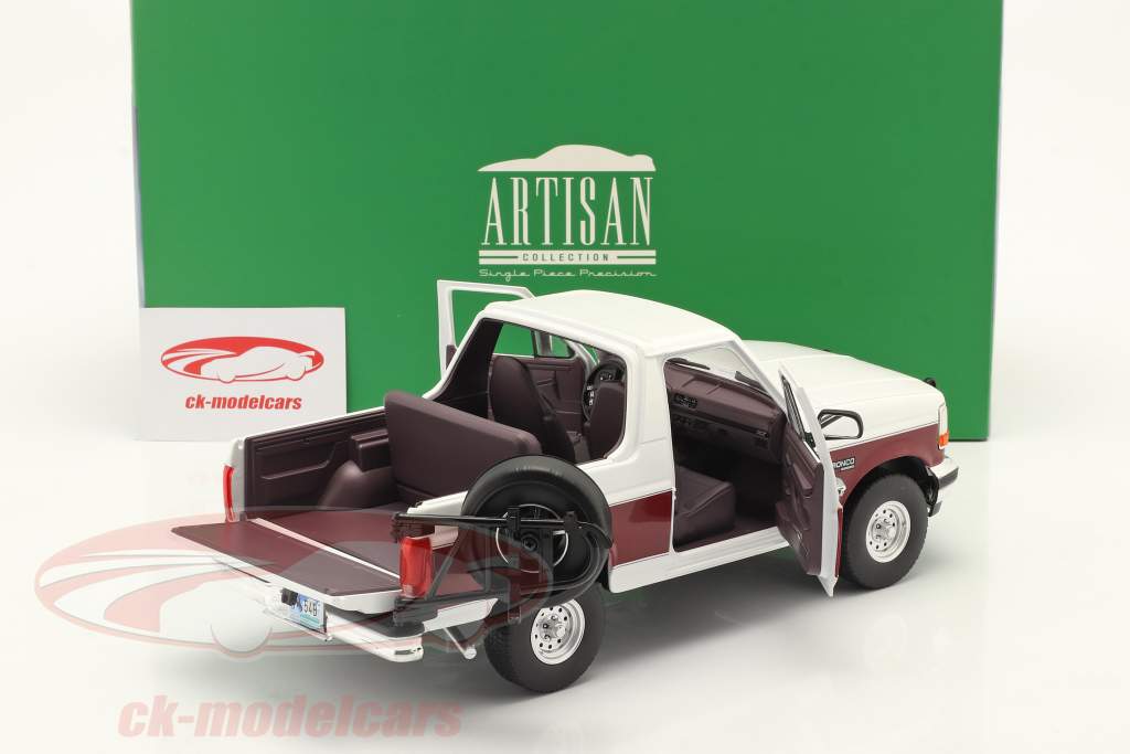 Ford Bronco XLT Absaroka County Sheriff 1994 白い / バーガンディレッド 1:18 Greenlight