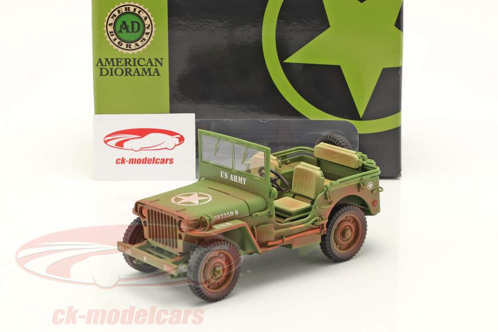Jeep Willys US Army Dirty version year 1944 army green 1:18 American Diorama