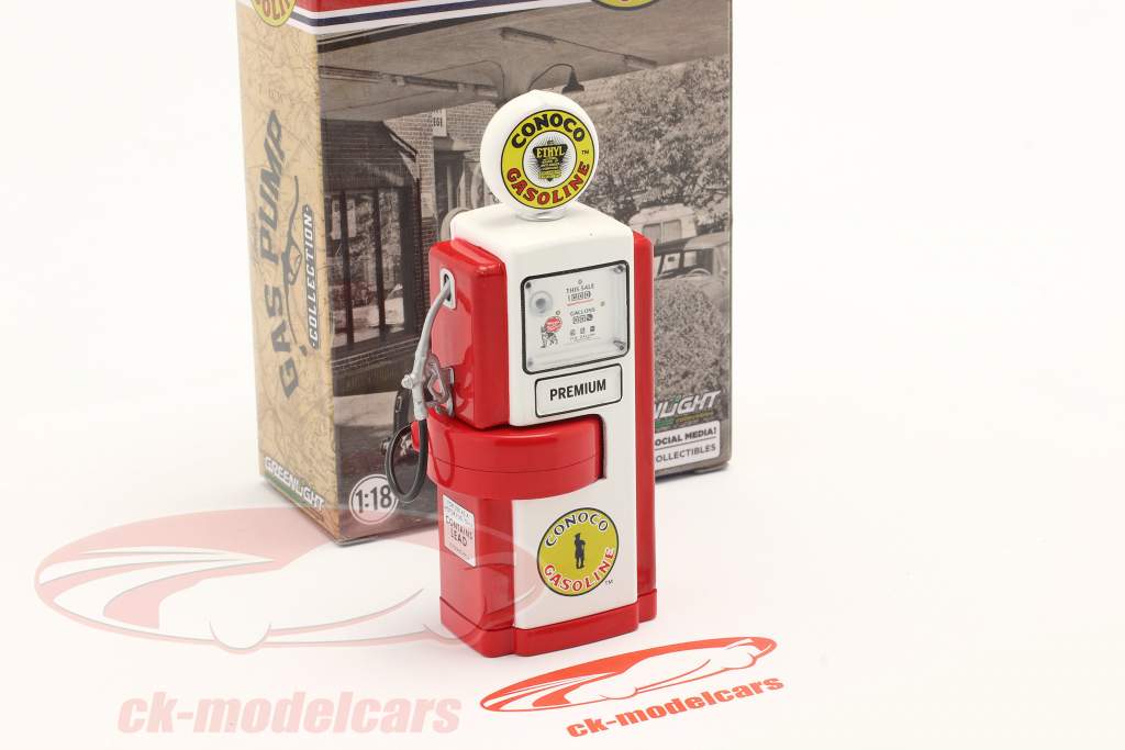 Wayne 100-A Zapfsäule Conoco Gasoline 1948 rot / weiß 1:18 Greenlight