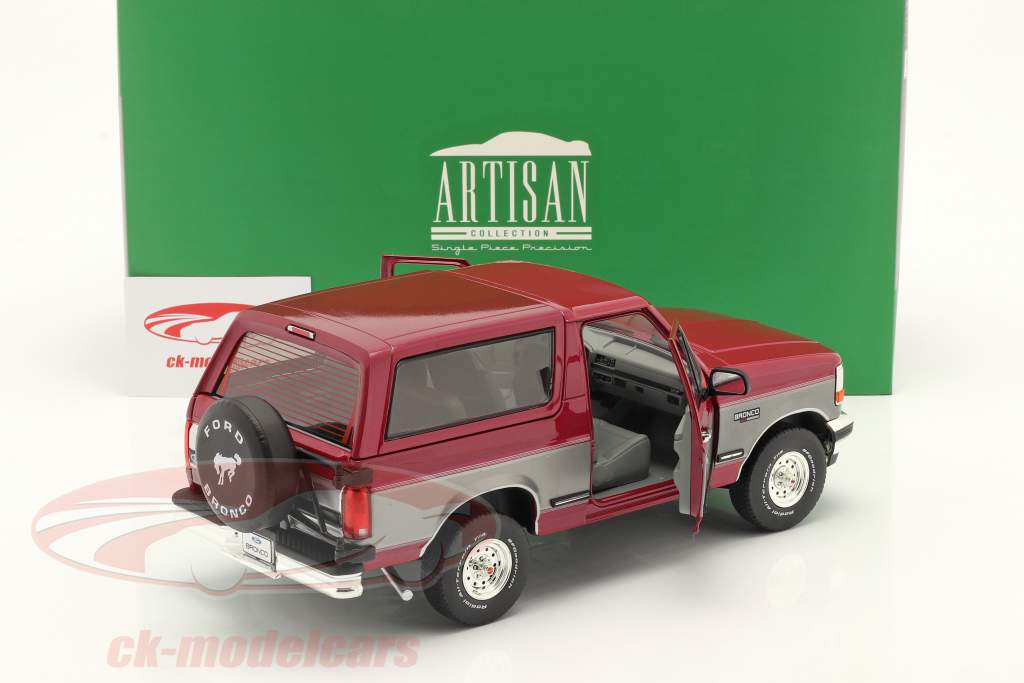 Ford Bronco XLT 1996 酒红色 / 银 1:18 Greenlight
