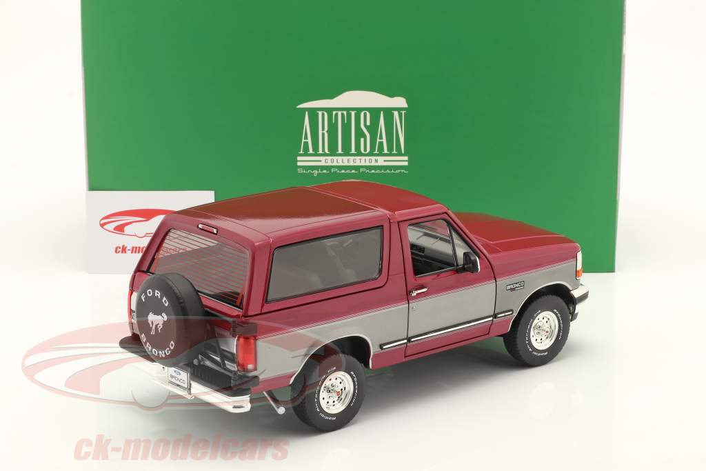 Ford Bronco XLT 1996 酒红色 / 银 1:18 Greenlight