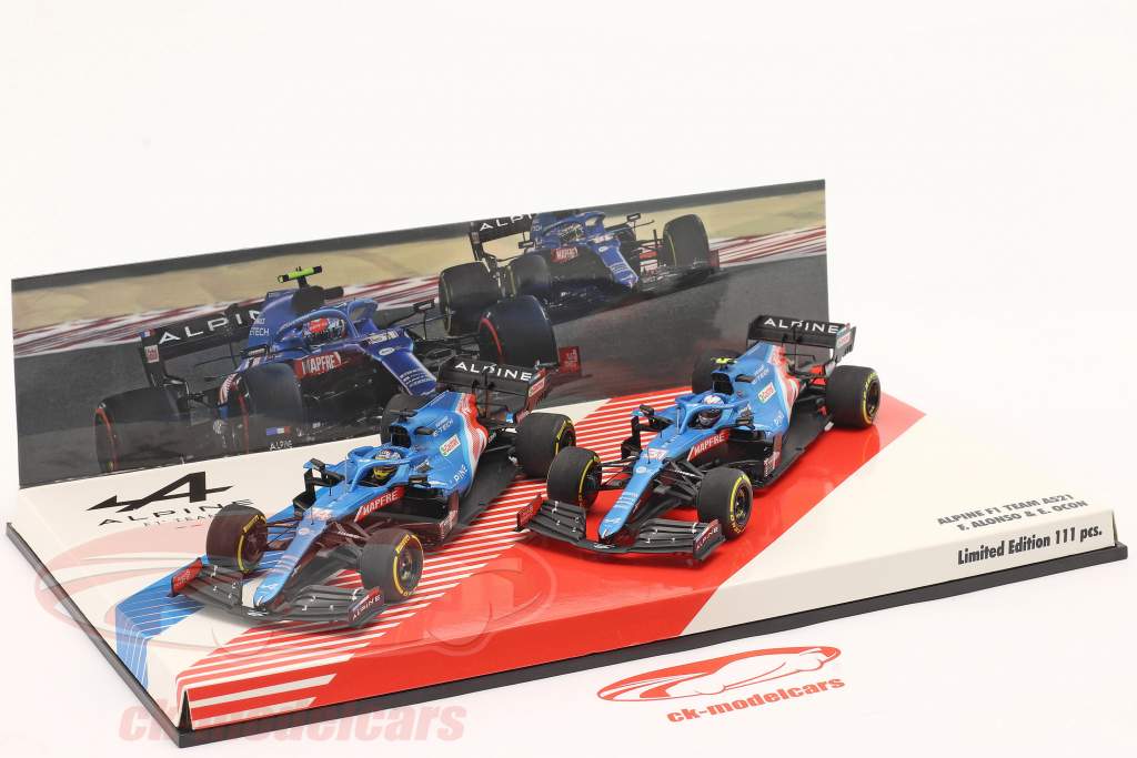 Alonso #14 & Ocon #31 2-Car Set Alpine A521 Formel 1 2021 1:43 Minichamps