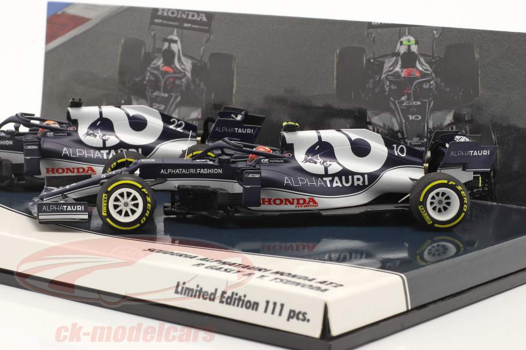 Gasly #10 & Tsunoda #22 2-Car Set Alpha Tauri AT02 formel 1 2021 1:43 Minichamps