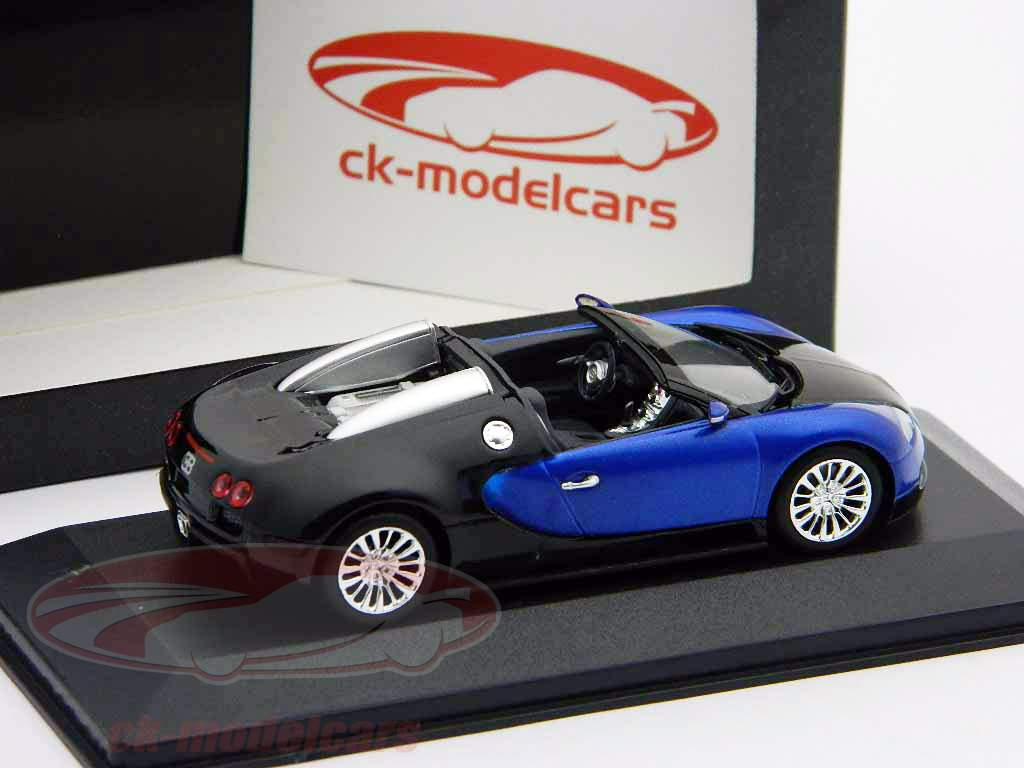 Bugatti Veyron Grand Sport Anno 2010 blu / nero metallizzato 1:43 Minichamps
