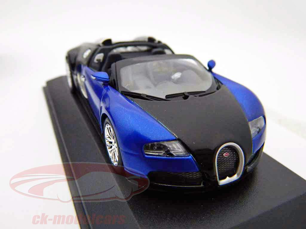 Bugatti Veyron Grand Sport Anno 2010 blu / nero metallizzato 1:43 Minichamps