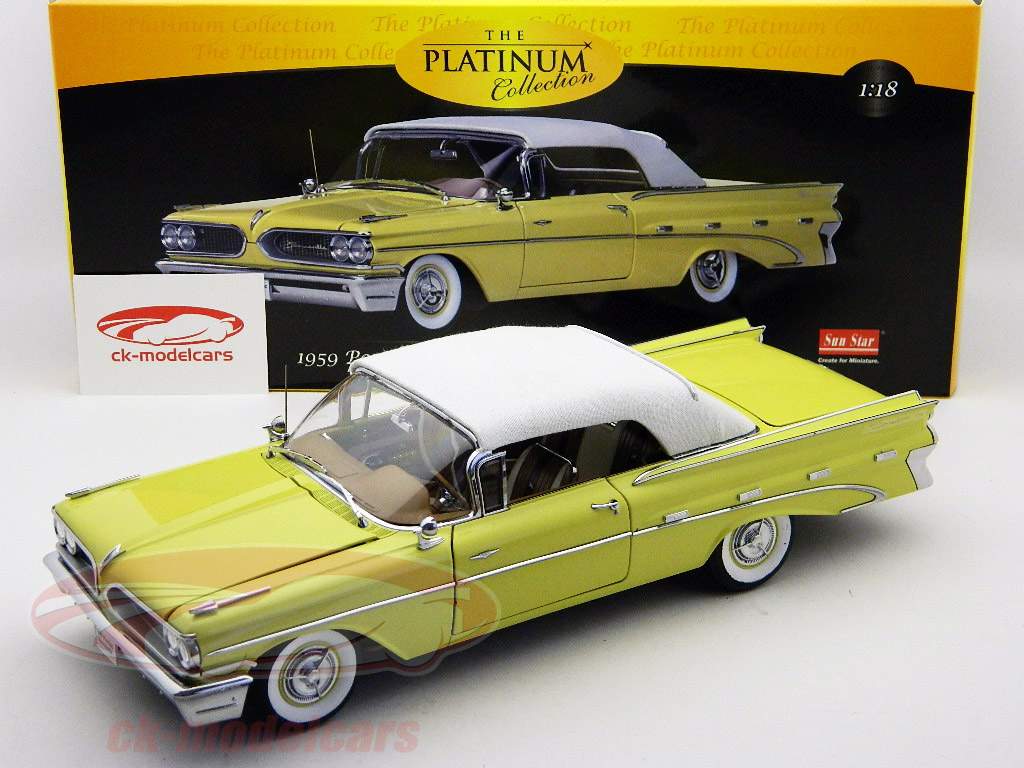 Pontiac Bonneville gesloten converteerbaar Jaar 1959 geel met wit Dach1: 18 SunStar