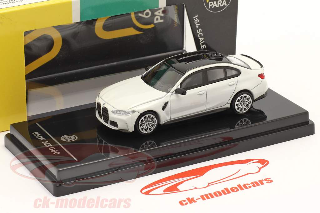 BMW M3 G80 Byggeår 2020 Frosset hvid 1:64 Paragon Models