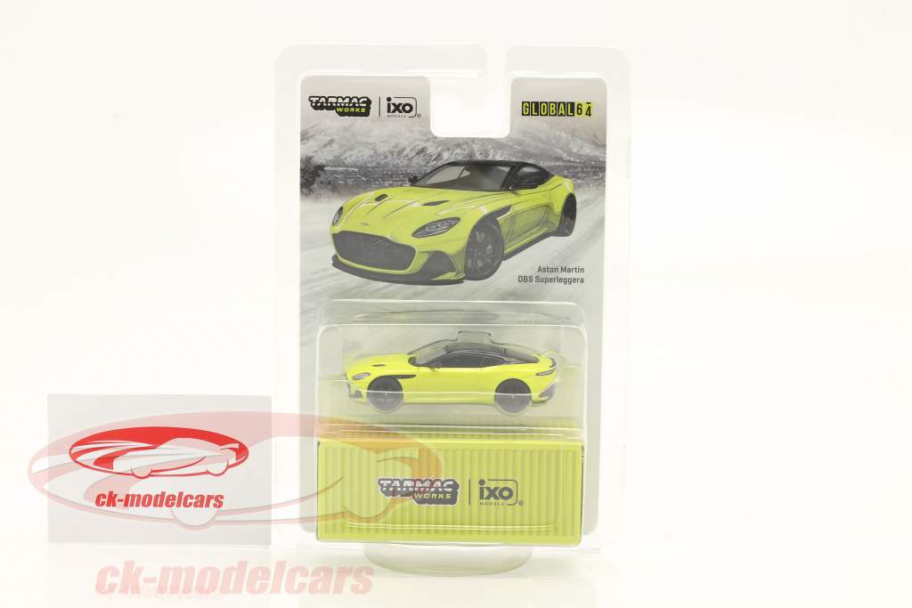 Aston Martin DBS Superleggera 2018 gul / sort 1:64 Tarmac Works