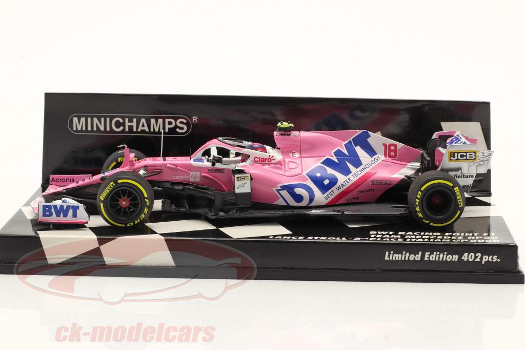 Lance Stroll Racing Point RP20 #18 3 italiensk GP formel 1 2020 1:43 Minichamps