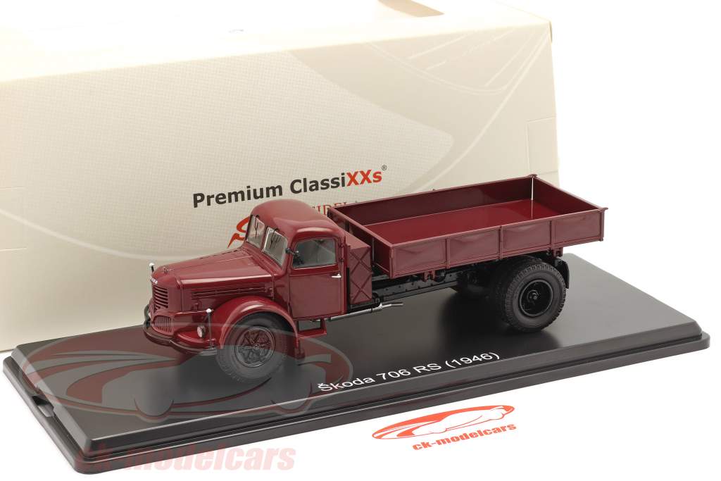 Skoda 706 RS Fladvogn Byggeår 1946 mørkerød 1:43 Premium ClassiXXs