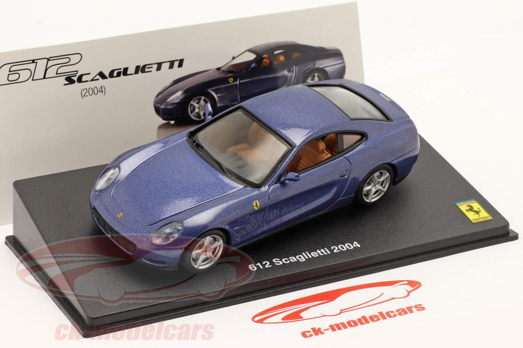 Ferrari 612 Scaglietti Anno di costruzione 2004 insieme a vetrina blu 1:43 Altaya