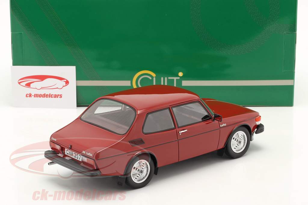 Saab 99 Turbo Byggeår 1978 mørkerød 1:18 Cult Scale