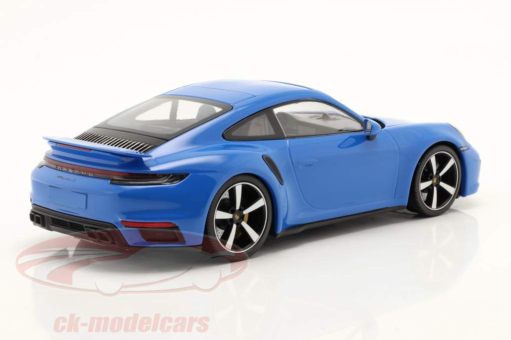 Porsche 911 (992) Turbo S Byggeår 2021 blå 1:18 Minichamps