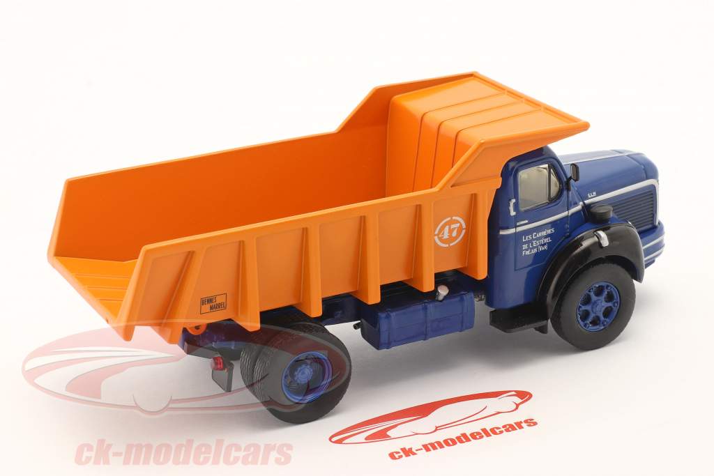 Berliet GLM 10 ダンプトラック 建設年 1953 青い / オレンジ 1:43 Hachette