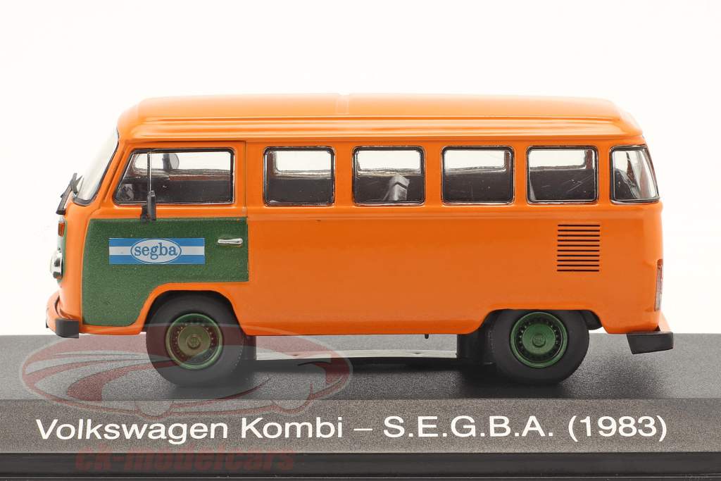 Volkswagen VW Kombi SEGBA Année de construction 1983 Orange / vert 1:43 Hachette