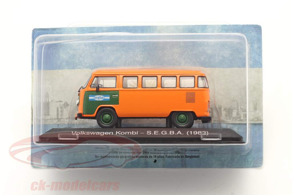 Volkswagen VW Kombi SEGBA Année de construction 1983 Orange / vert 1:43 Hachette