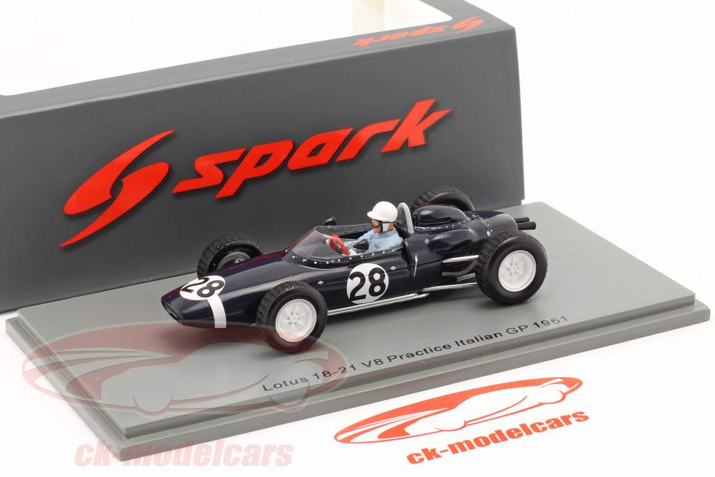 Stirling Moss Lotus 18-21 V8 #28 Øve sig italiensk GP formel 1 1961 1:43 Spark