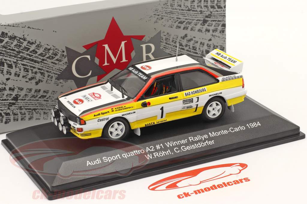 Audi quattro A2 #1 winnaar Rallye Monte Carlo 1984 Röhrl, Geistdörfer 1:43 CMR