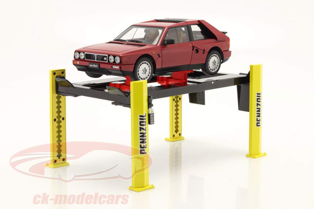 Justerbar fire-stolpe Løfteplatform Pennzoil sort / gul 1:18 Greenlight