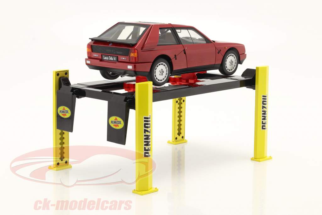 Justerbar fire-stolpe Løfteplatform Pennzoil sort / gul 1:18 Greenlight