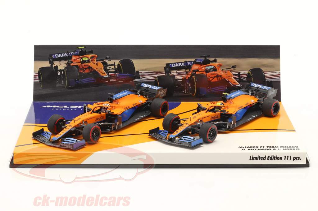 Norris #4 & Ricciardo #3 2-Car Set McLaren MCL35M formule 1 2021 1:43 Minichamps