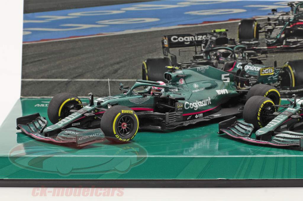 Vettel #5 & Stroll #18 2-Car Set Aston Martin AMR21 formule 1 2021 1:43 Minichamps