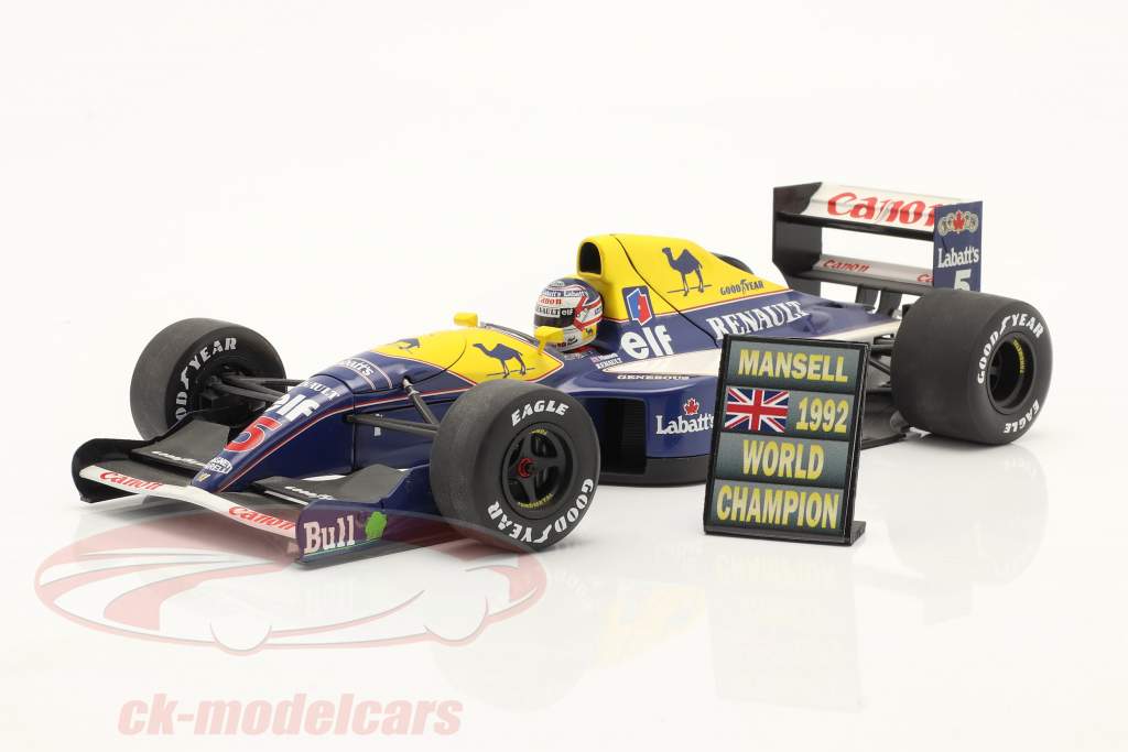 Nigel Mansell Fórmula 1 Campeão mundial 1992 Tabuleiro do poço 1:18 Cartrix