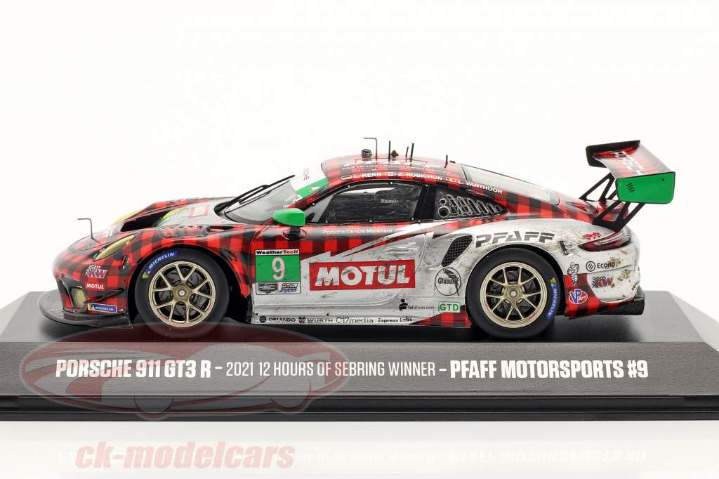 Porsche 911 GT3 R Dirty Version #9 Clase Ganador 12h Sebring 2021 Pfaff Motorsport 1:43 Spark